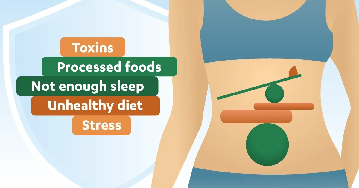 Gut Cleanse Explained_Blog_1200x630 Illustration of body with list of gut issues